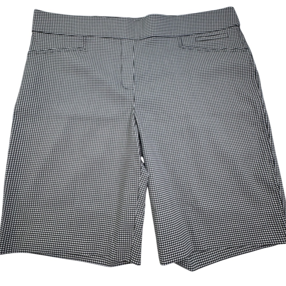 Ellen Tracy Black White Gingham Bermuda Shorts Pull On Stretch Womens 18W